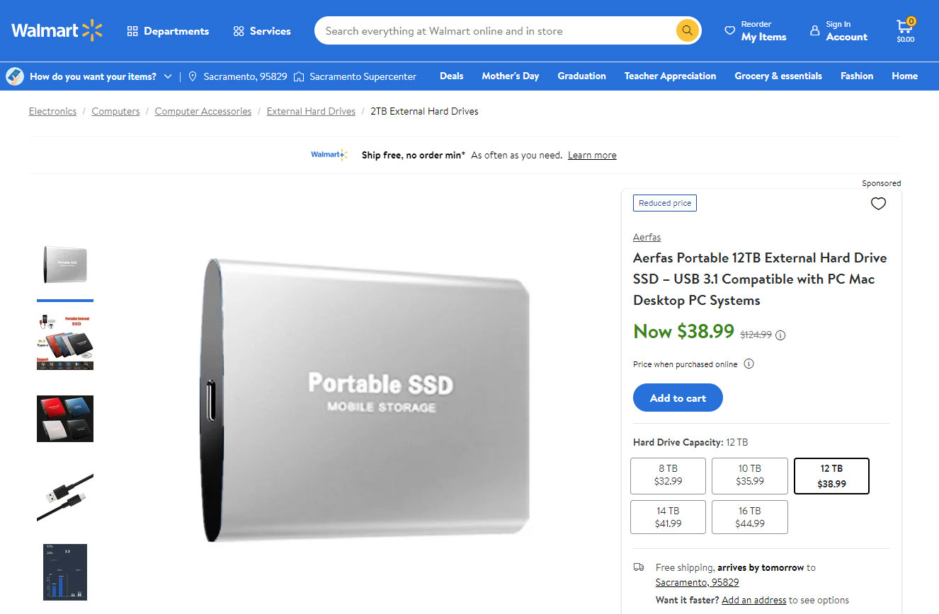 Gefakte SSD auf Walmart